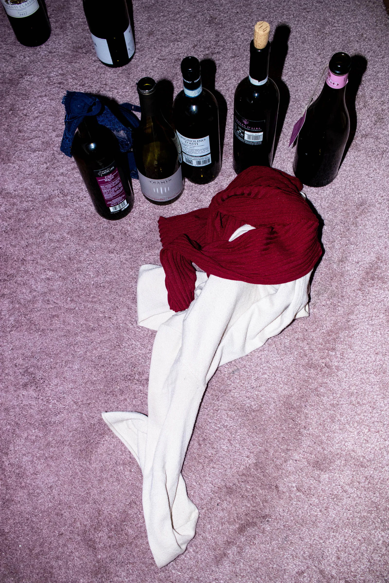 A person and traces of daily life in a living space